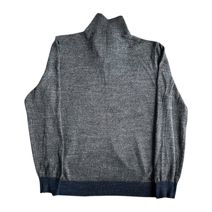 Large Gap Grey and Navy 1/4 Button Jumper
