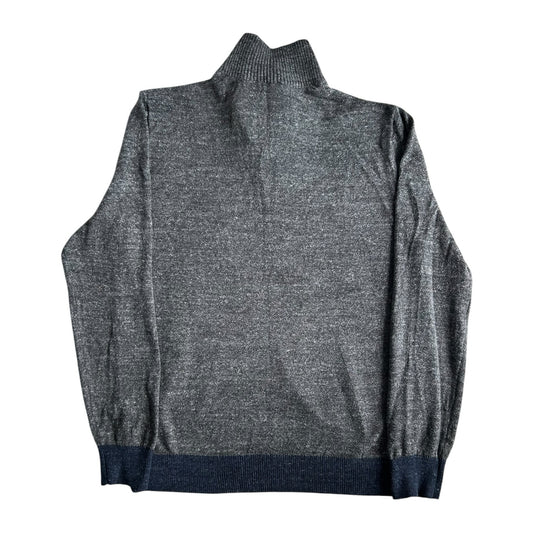 Large Gap Grey and Navy 1/4 Button Jumper