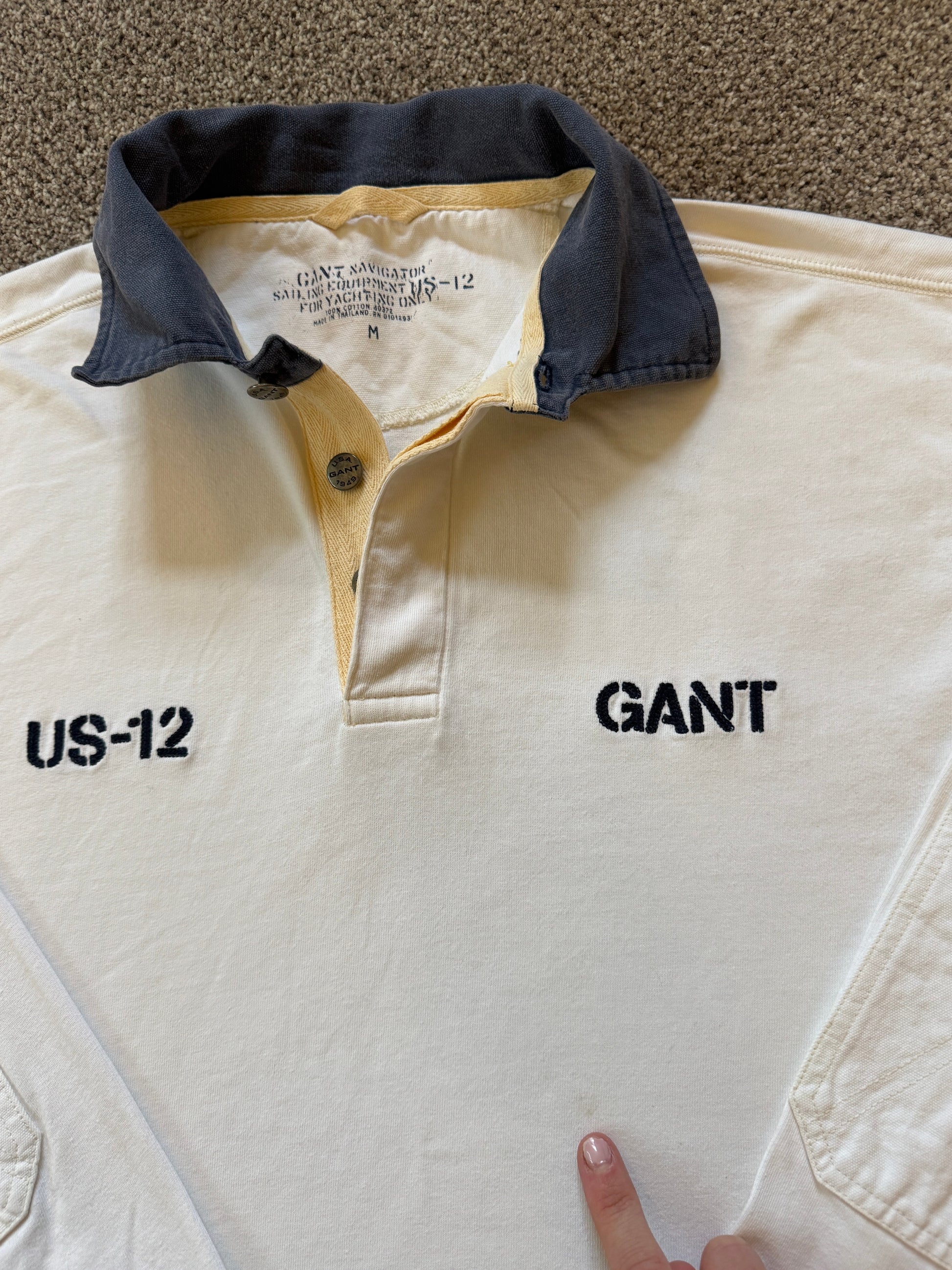 Large Gant White US-12 Rugby Shirt