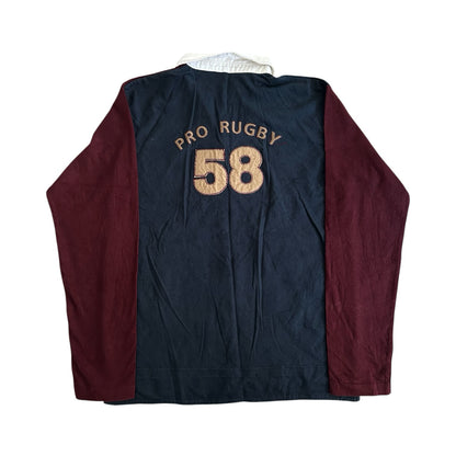 Aged 14 Childrentex Navy and Burgundy Rugby Shirt