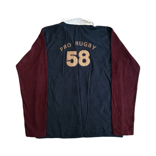 Aged 14 Childrentex Navy and Burgundy Rugby Shirt