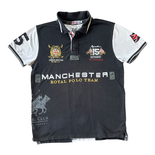 Large Geographical Norway Black Manchester Royal Polo Team Polo Shirt