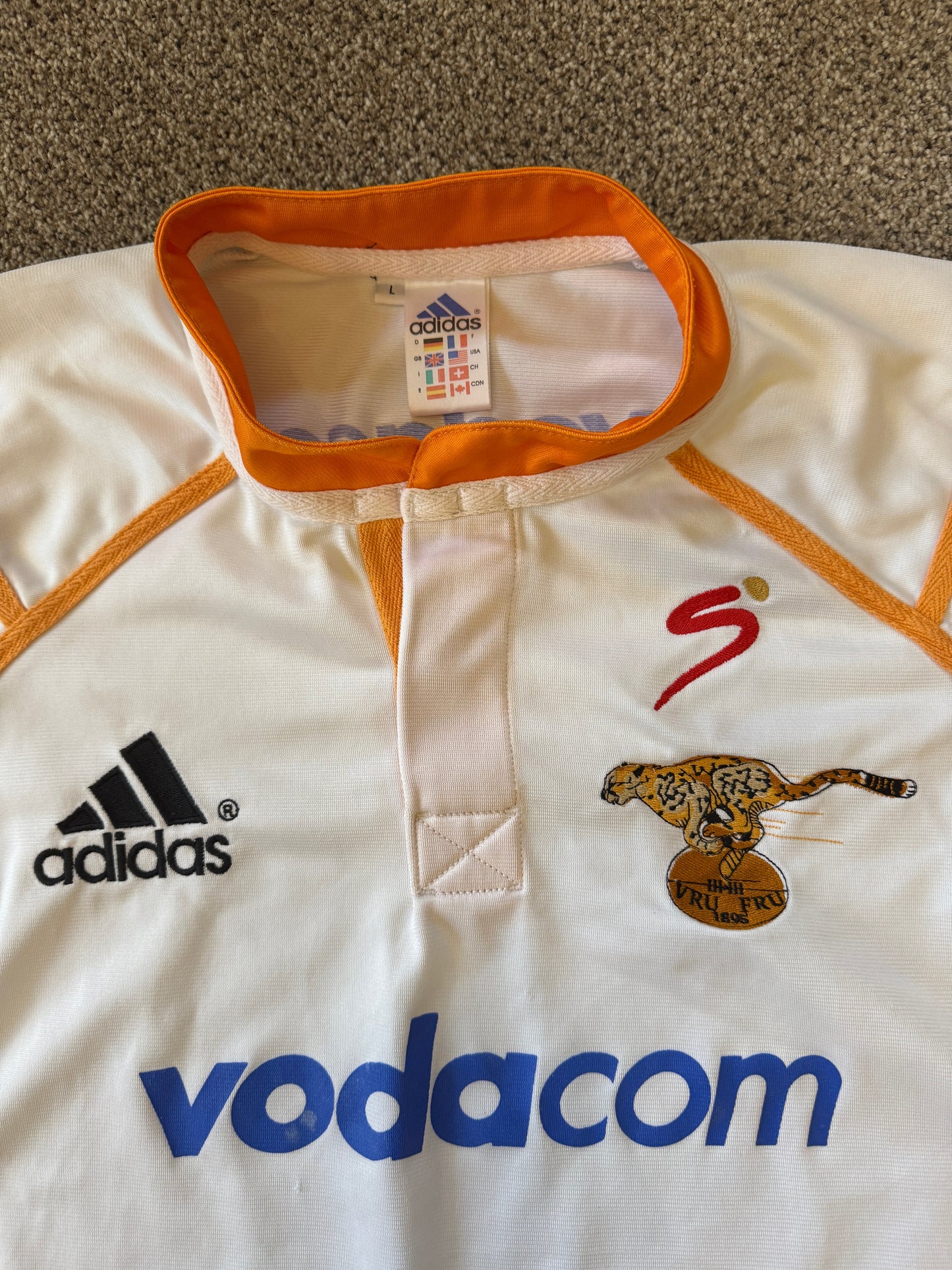 Large 2005 Adidas White Free State Cheetahs Rugby Shirt
