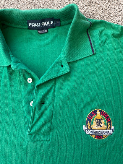 Large Polo Golf Ralph Lauren Green U.S. Open Congressional 1997 Polo Shirt