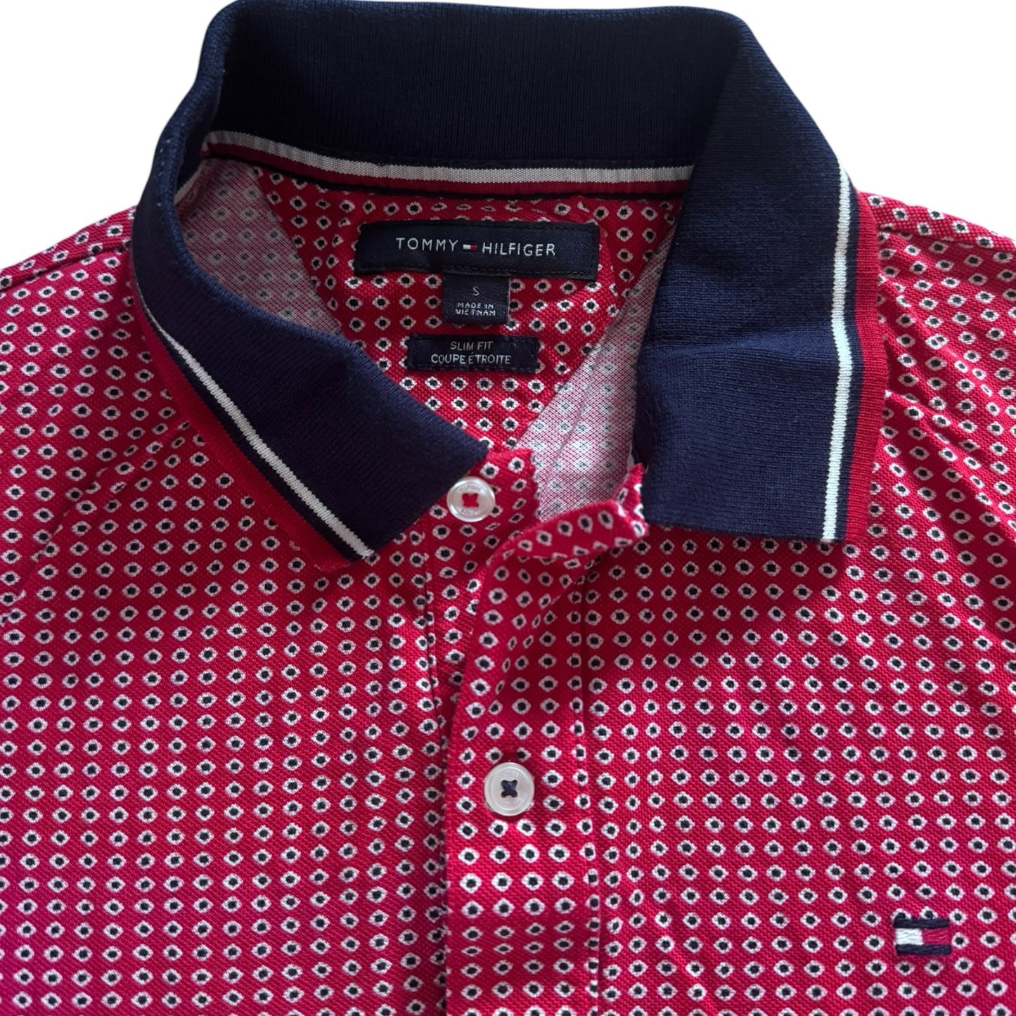 Small Tommy Hilfiger Red Patterned Polo Shirt