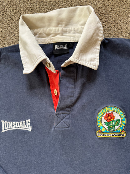 Large Lonsdale Navy Blackburn Rovers Football Club Rugby Shirt