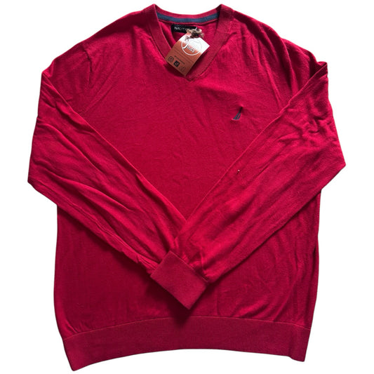 Large Nautica Red V-Neck Jumper
