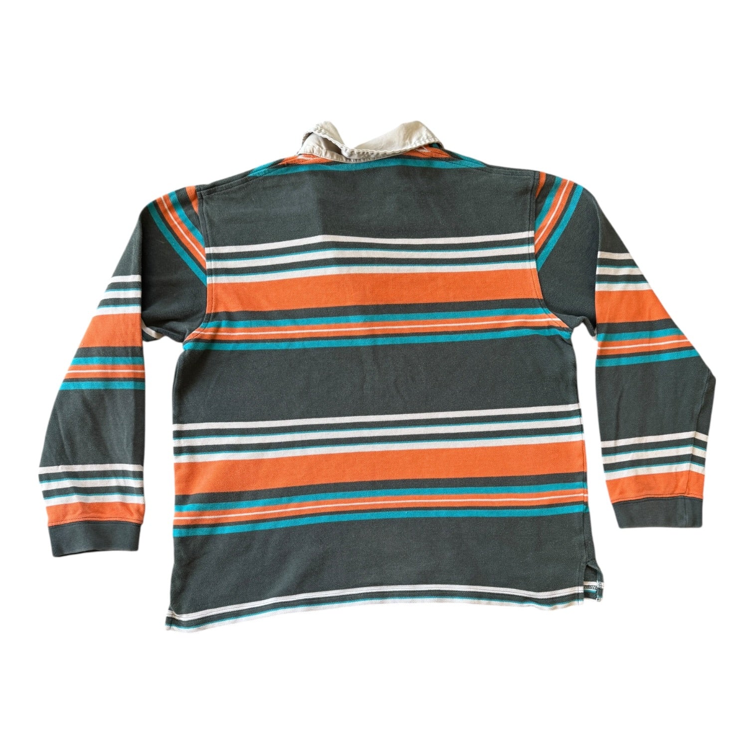 Medium Lacoste Orange and Grey Long Sleeved Polo Shirt