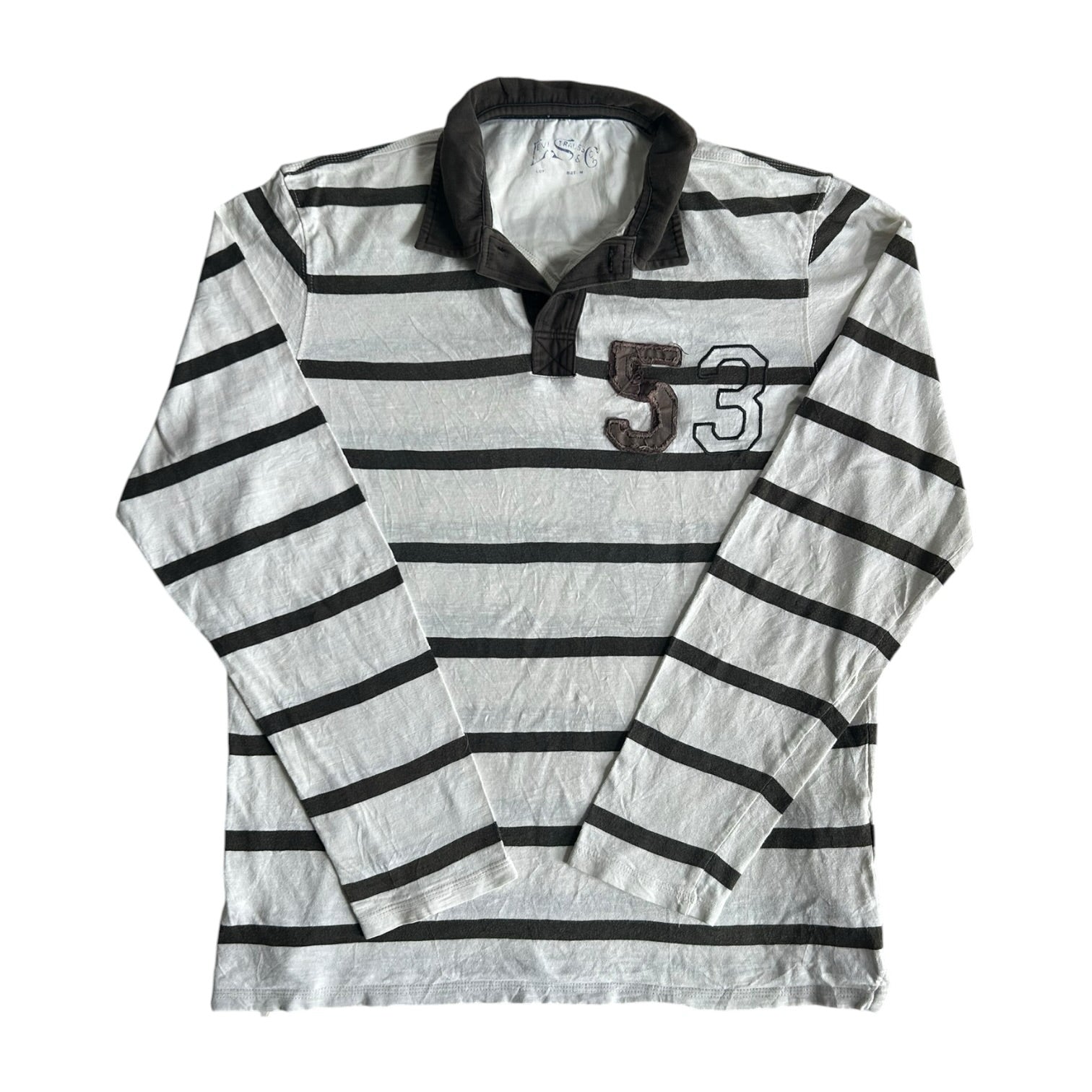 Medium Levi's White and Black Rugby Shirt
