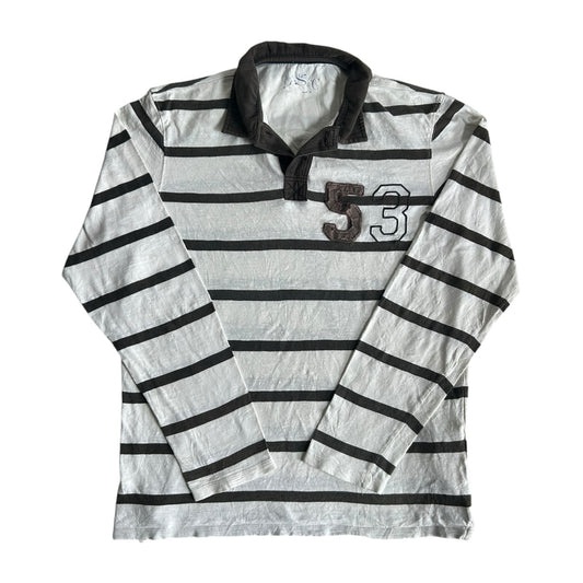 Medium Levi's White and Black Rugby Shirt