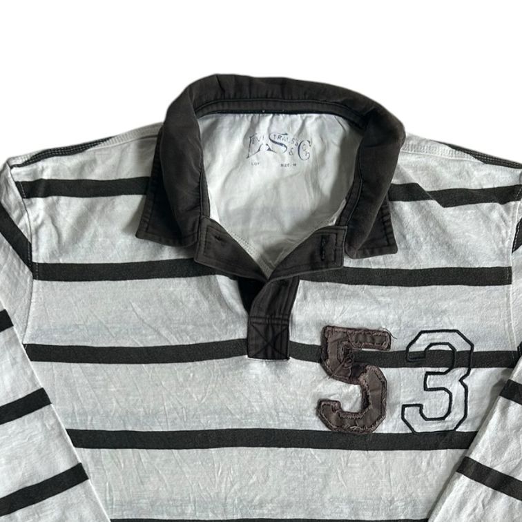 Medium Levi's White and Black Rugby Shirt