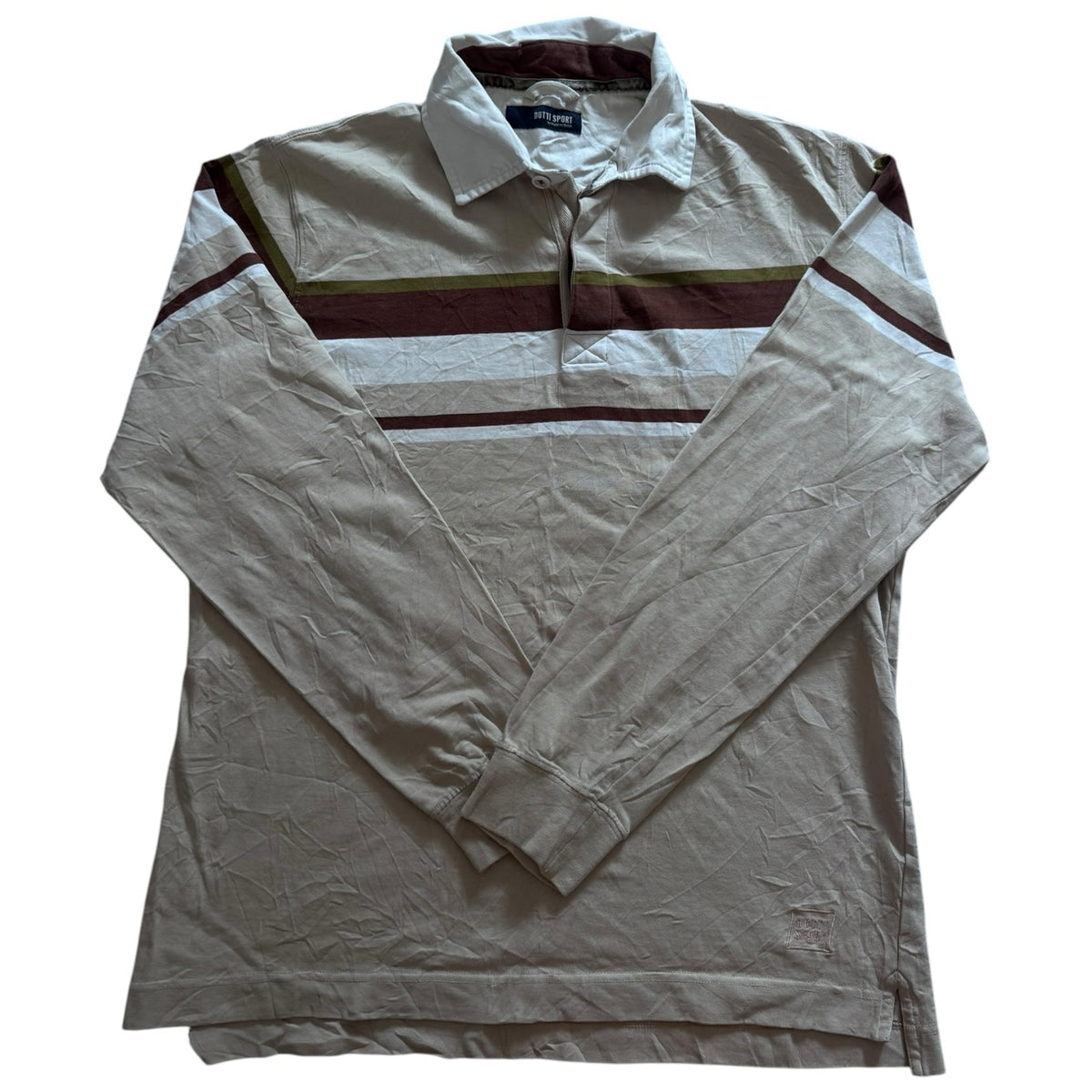 Medium Dutti Sport Beige, Burgundy and Green Rugby Shirt