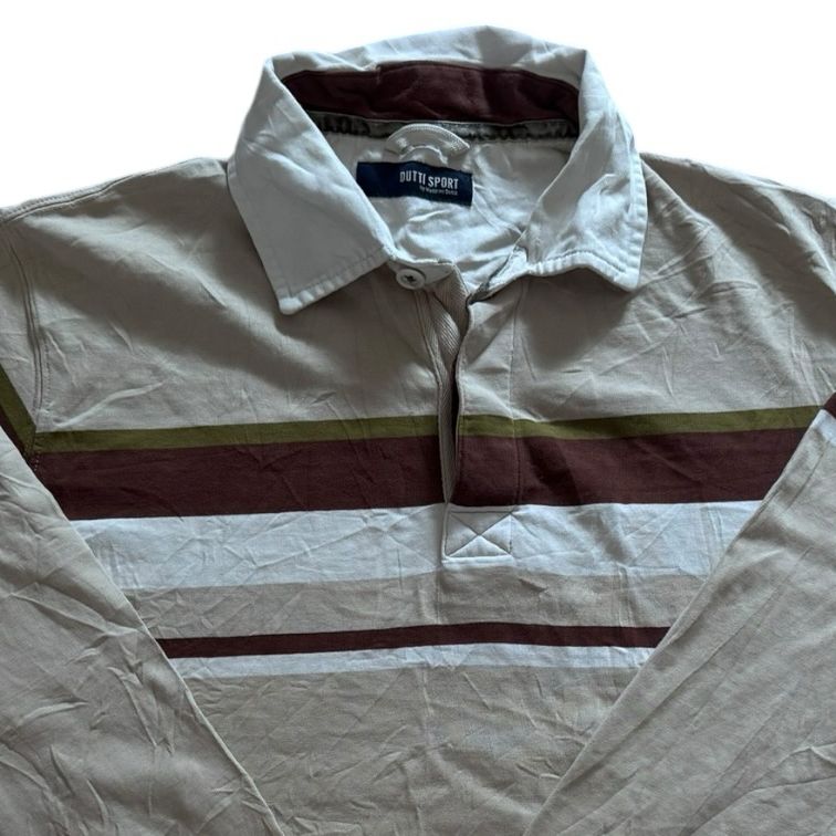 Medium Dutti Sport Beige, Burgundy and Green Rugby Shirt
