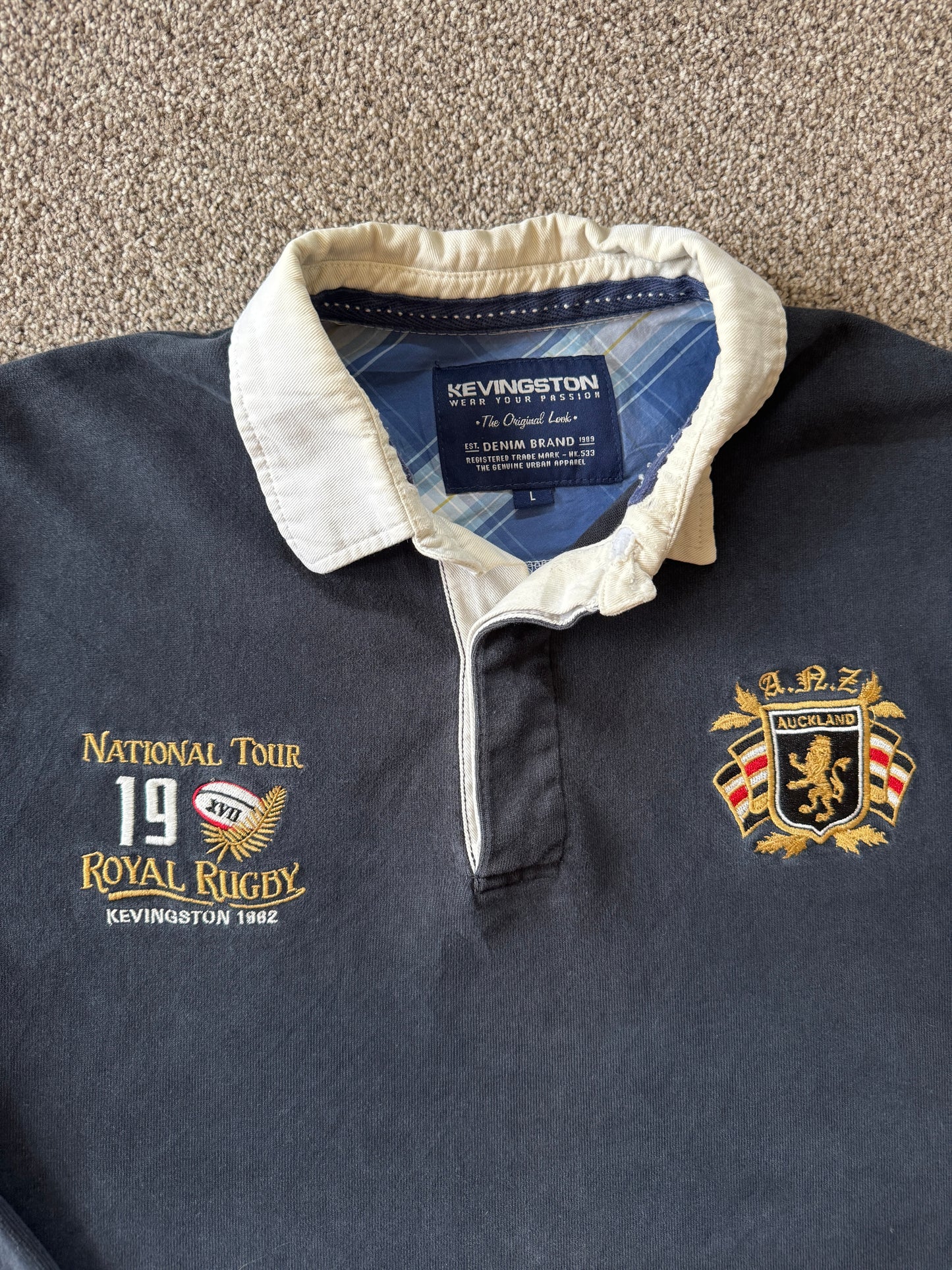 Large Kevingston Navy Auckland Rugby Shirt