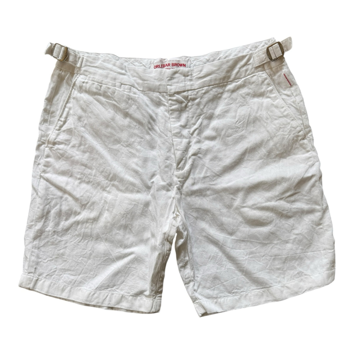32" Orlebar Brown White Linen Shorts