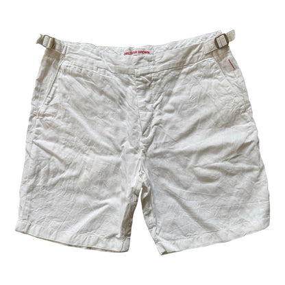 32" Orlebar Brown White Linen Shorts