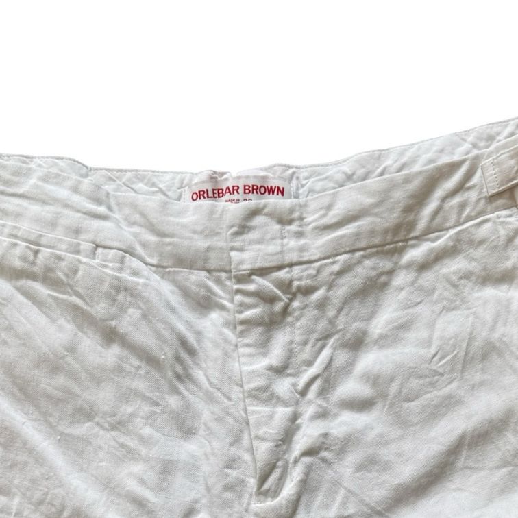 32" Orlebar Brown White Linen Shorts