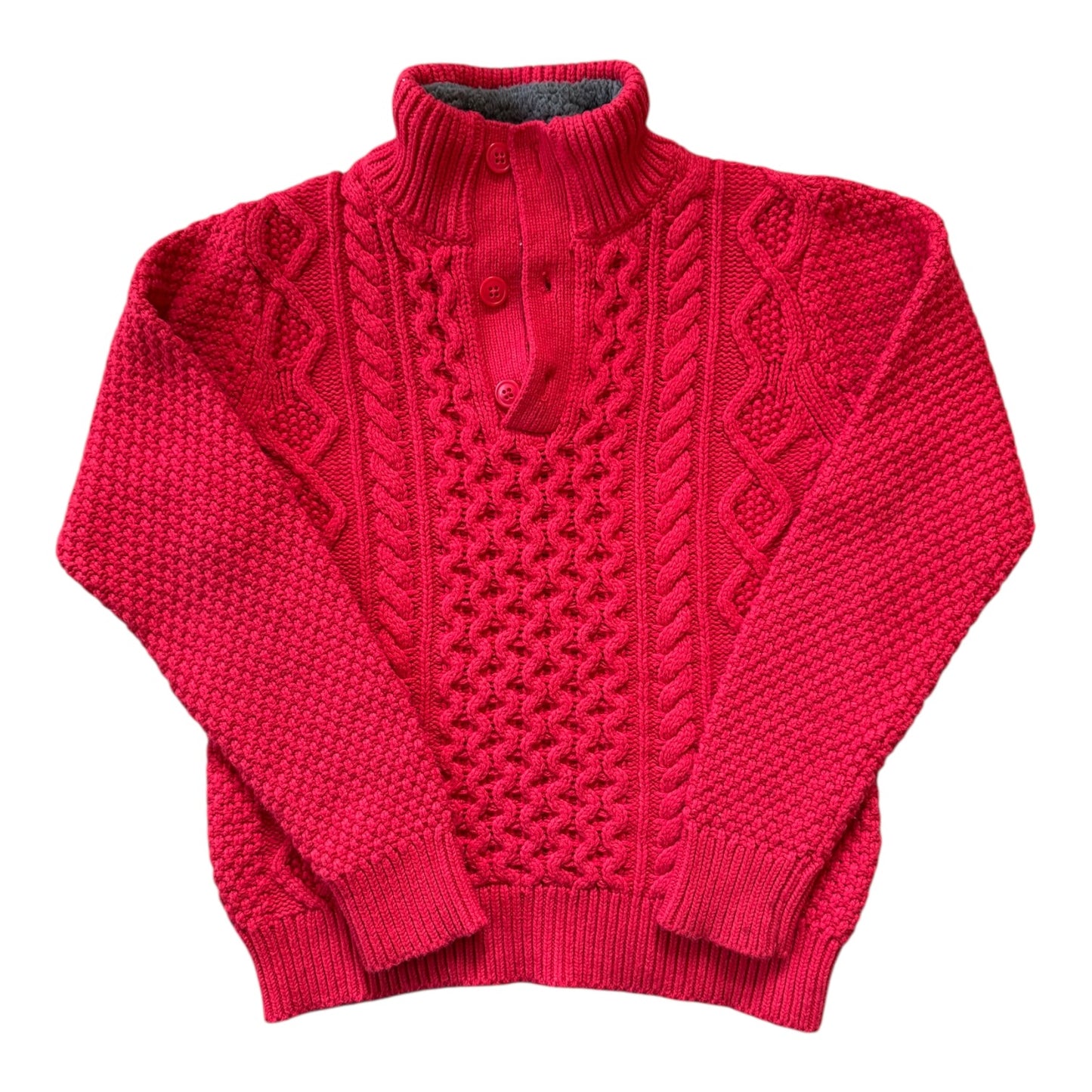 Aged 12 Gap Red Cable Knit 1/4 Button Jumper