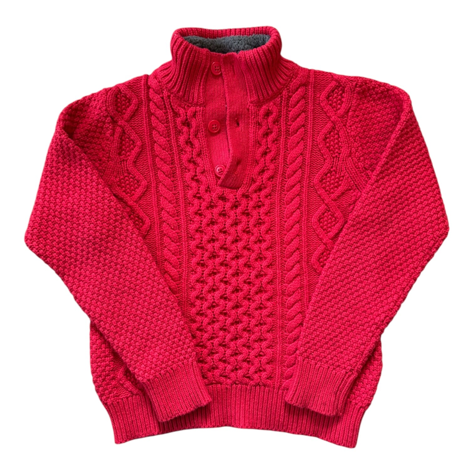Aged 12 Gap Red Cable Knit 1/4 Button Jumper