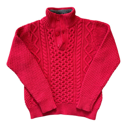Aged 12 Gap Red Cable Knit 1/4 Button Jumper