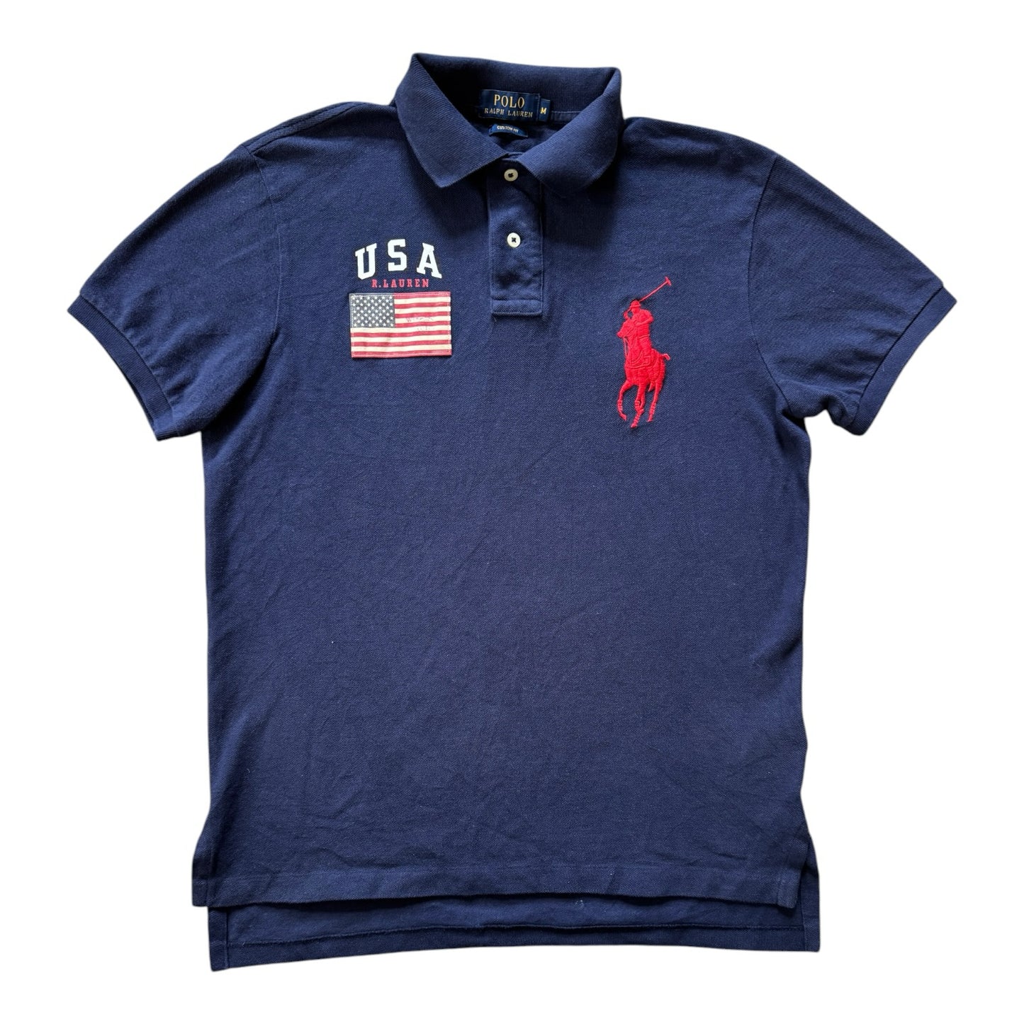 Medium Ralph Lauren Navy USA Flag Big Pony Polo Shirt