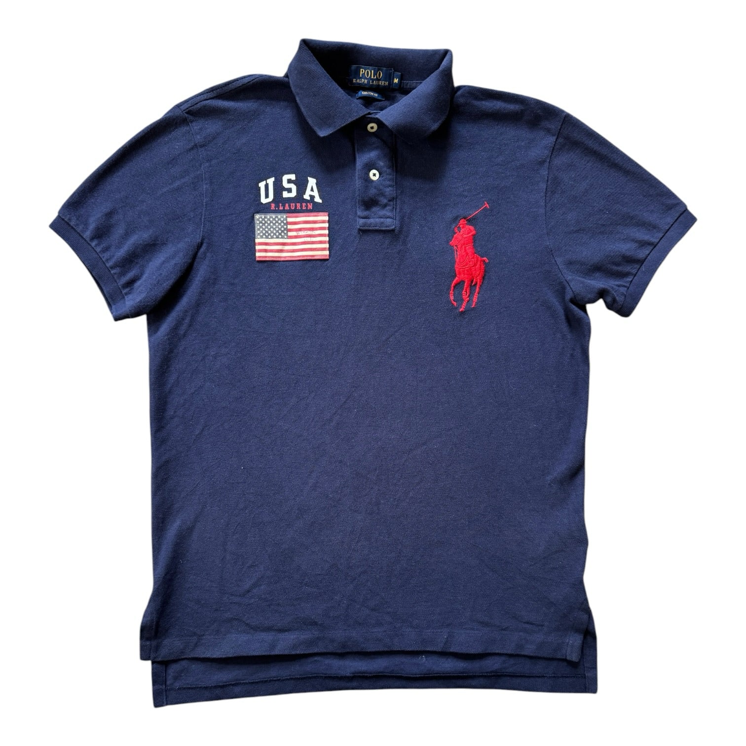 Medium Ralph Lauren Navy USA Flag Big Pony Polo Shirt