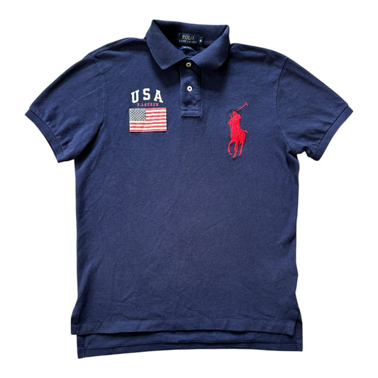 Medium Ralph Lauren Navy USA Flag Big Pony Polo Shirt