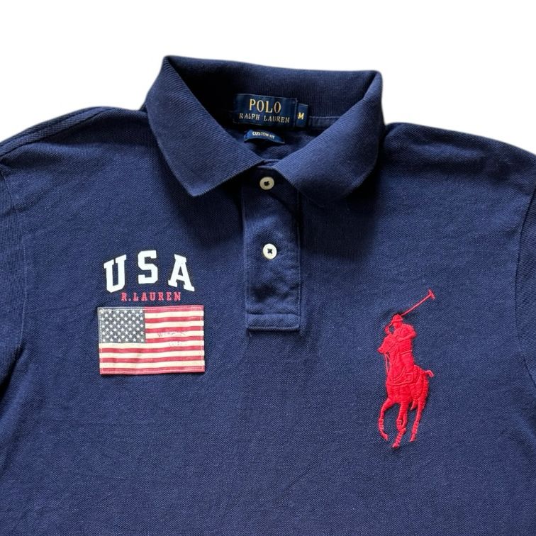 Medium Ralph Lauren Navy USA Flag Big Pony Polo Shirt