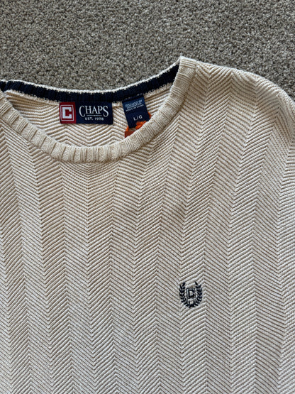 Large Chaps Beige Herringbone Knitted Jumper