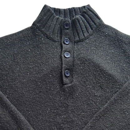 XXL Chaps Grey Green Knitted 1/4 Button Jumper