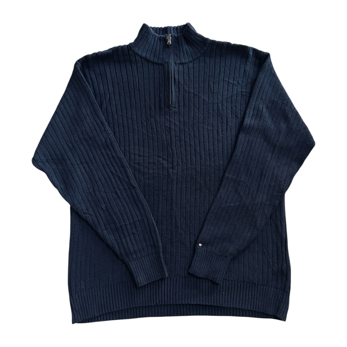 Large Tommy Hilfiger Navy Ribbed 1/4 Zip