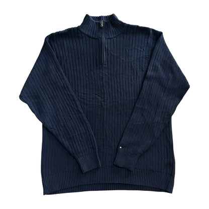 Large Tommy Hilfiger Navy Ribbed 1/4 Zip