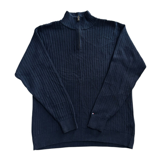Large Tommy Hilfiger Navy Ribbed 1/4 Zip