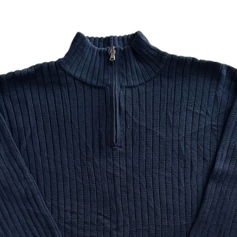 Large Tommy Hilfiger Navy Ribbed 1/4 Zip