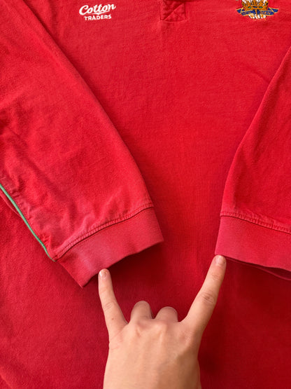 Large Cotton Traders Red Wales Rugby Shirt