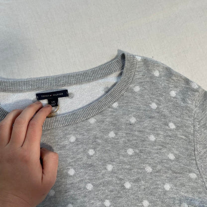 Woman's Large Tommy Hilfiger Grey Spotted Thin Jumper