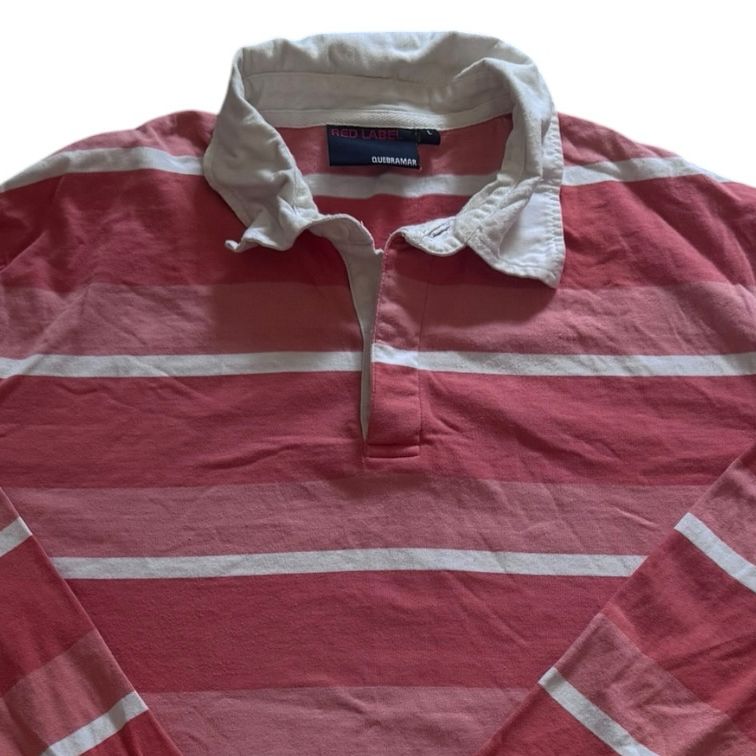 Large Quebramar Pink and White Rugby Shirt