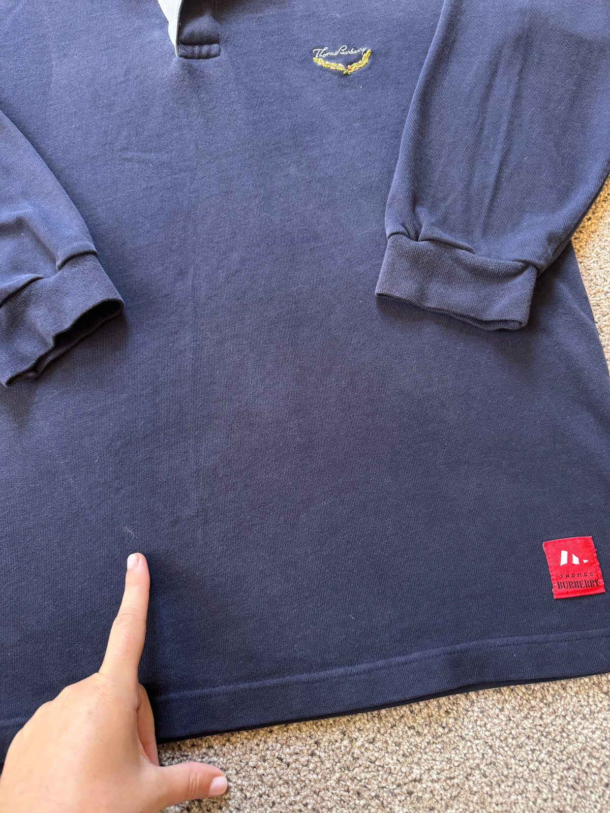 Small Thomas Burberry Navy Rugby Shirt