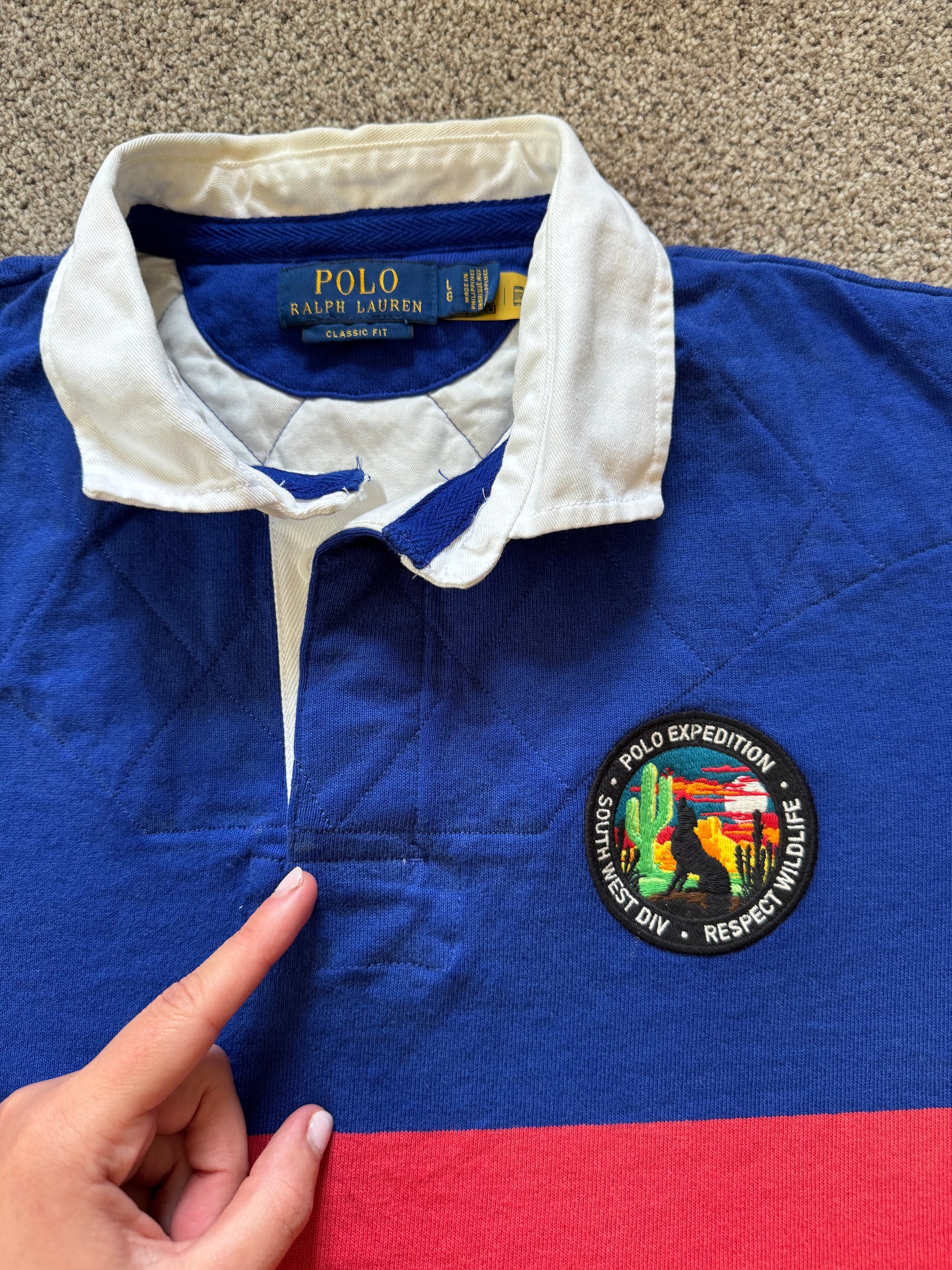 Large Ralph Lauren Expedition Colour Block Rugby Shirt
