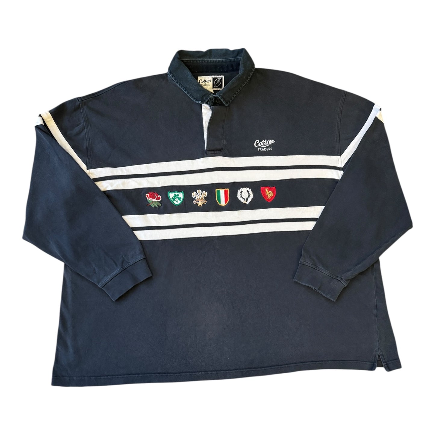 4XL Cotton Traders Six Nations Navy Rugby Shirt