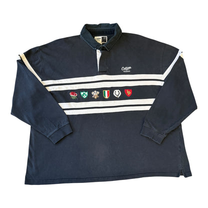 4XL Cotton Traders Six Nations Navy Rugby Shirt