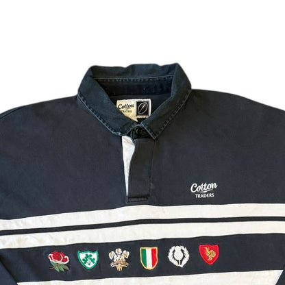 4XL Cotton Traders Six Nations Navy Rugby Shirt