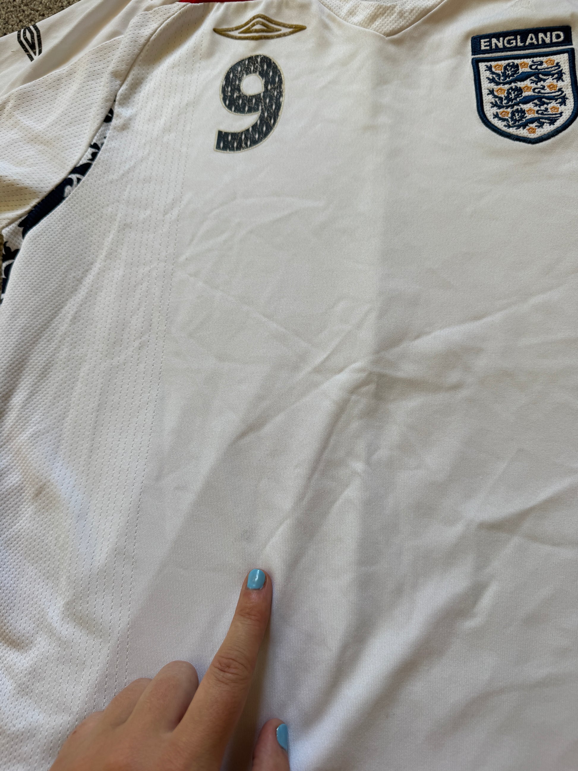 Extra small 2007-09 Umbro White Rooney England Football Shirt