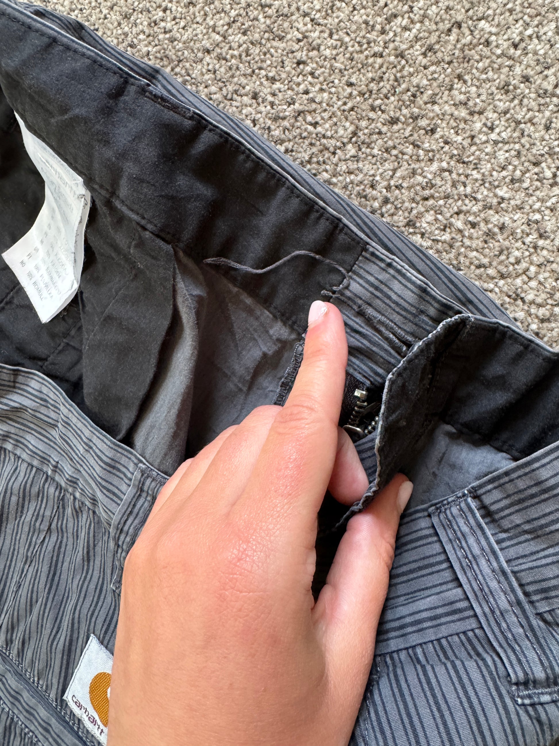 34" Carhartt Grey Striped Primary Bermuda Shorts