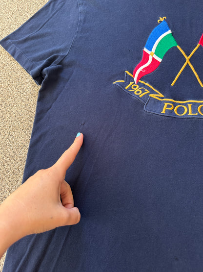 Medium Ralph Lauren Navy Cross Flags T-Shirt