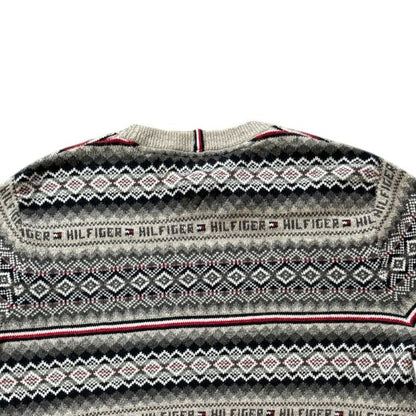 Large Tommy Hilfiger Grey Fair Isle Style Knitted Jumper