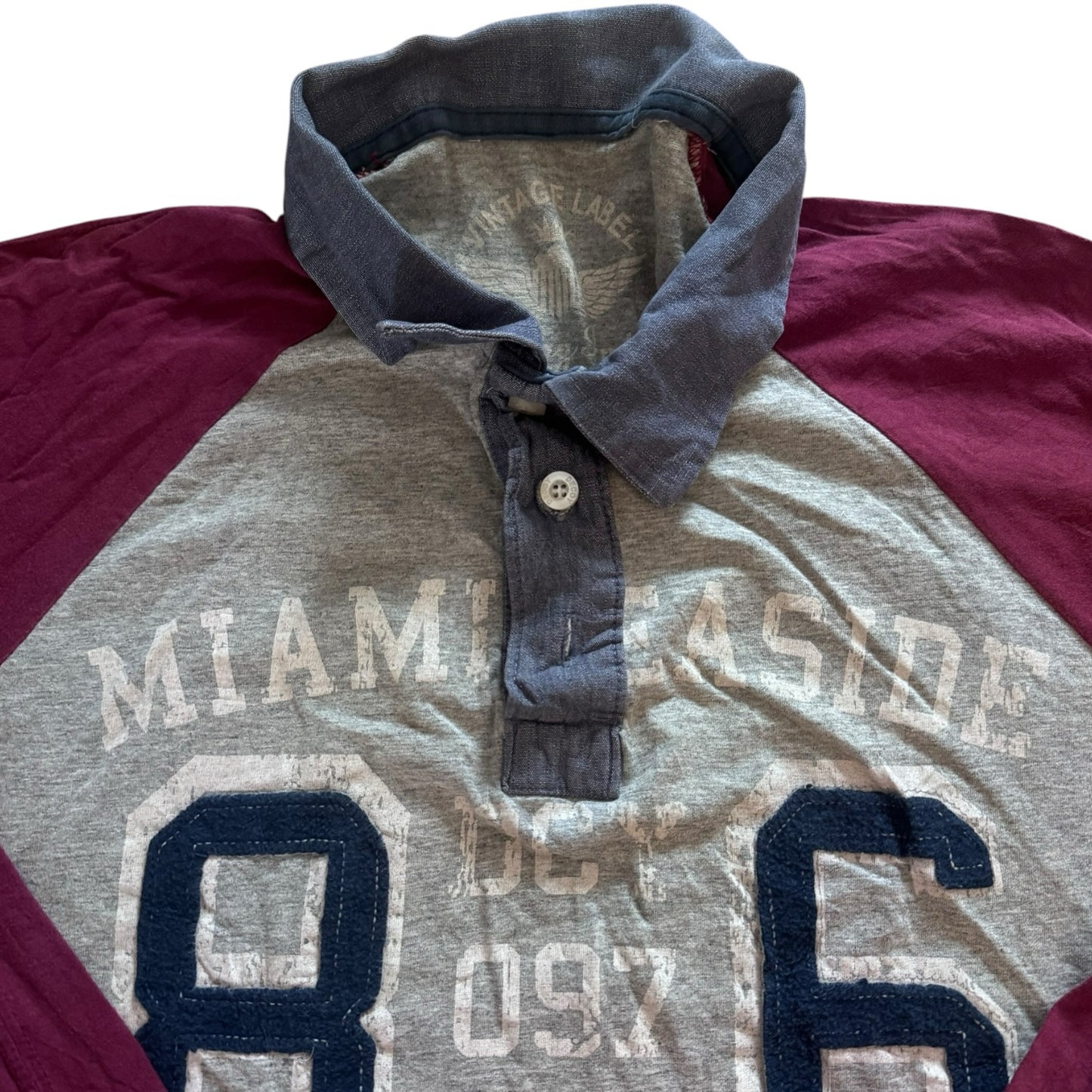 Medium Decoy Grey and Burgundy Rugby Shirt