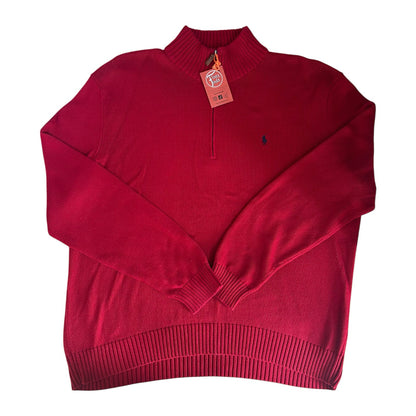 XXL Ralph Lauren Red Knitted 1/4 Zip Jumper