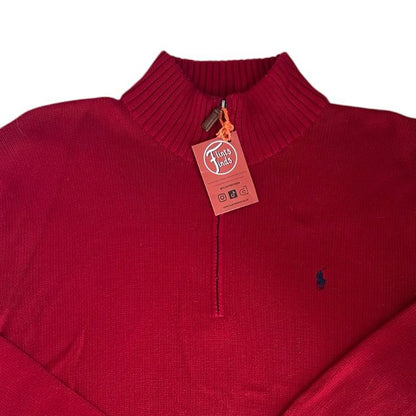 XXL Ralph Lauren Red Knitted 1/4 Zip Jumper