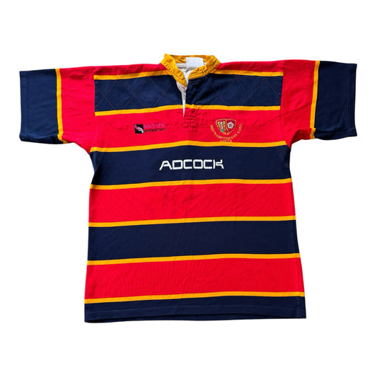 Large 2003 Northamptonians RUFC Colts Red, Yellow and Navy Rugby Shirt